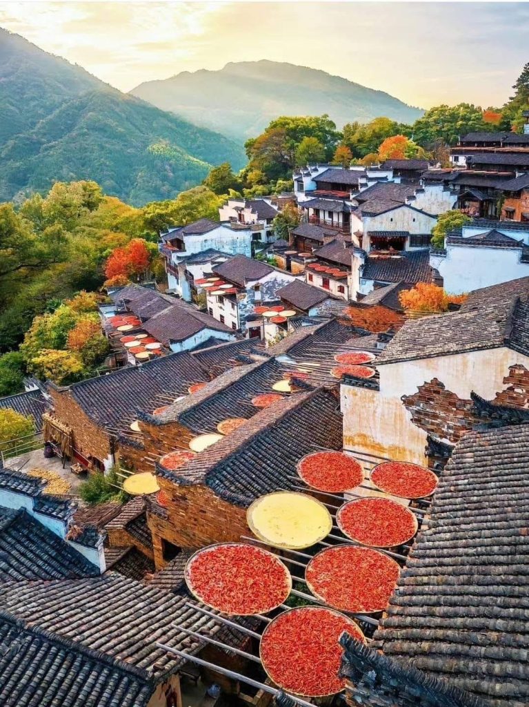 หมู่บ้านหวงหลิ่ง หมู่บ้านตากพริก ประเทศจีน