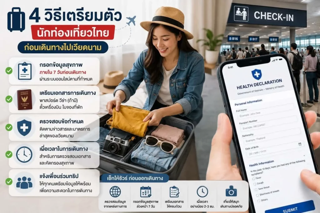 เวียดนามออกกฎใหม่! นักท่องเที่ยวต้องยื่นข้อมูลสุขภาพก่อนเดินทาง เริ่ม 1 กรกฎาคม 2569